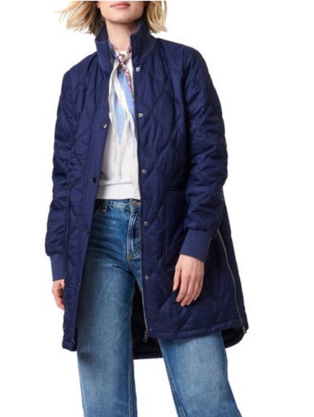 BERNARDO Quilted Long Coat Jacket Blue XXL